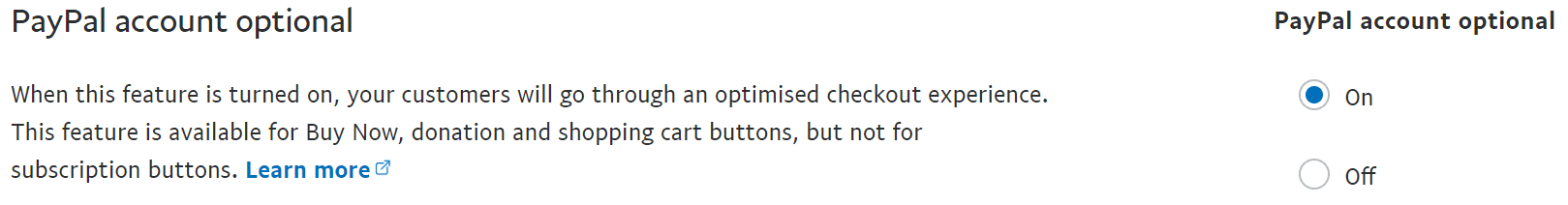 fig 8. PayPal account optional