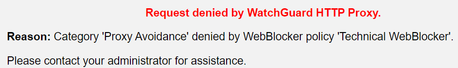 Request Denied by WatchGuard HTTP Proxy