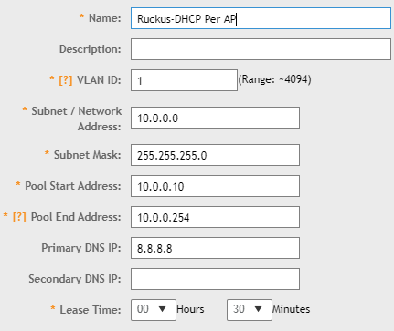 Ruckus DHCP Configuration