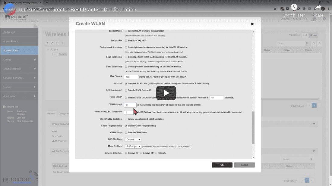 Video RUCKUS ZoneDirector Configuration