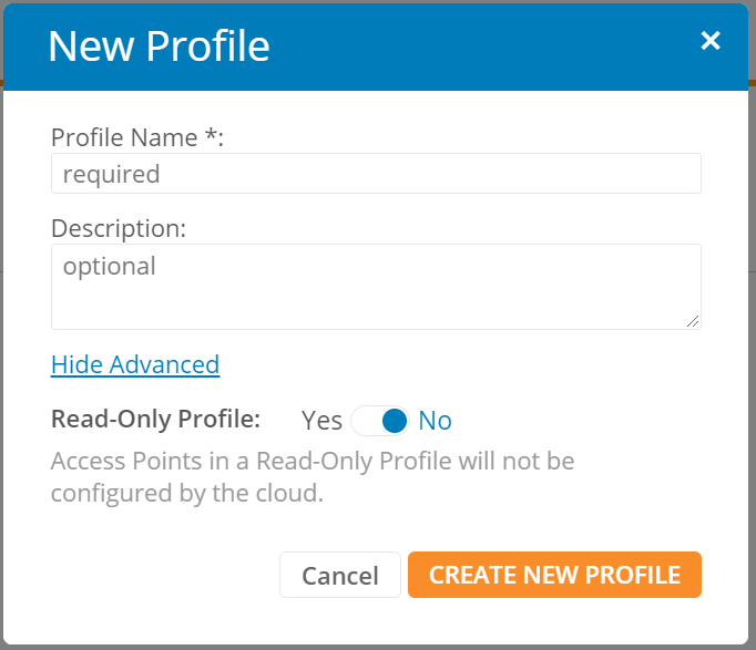 Cambium XMS Cloud: Creating a Profile Step 2.1