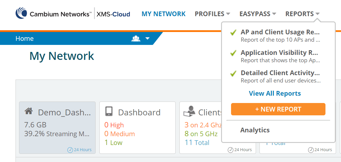 Cambium XMS Creating Reports 1 Cambium XMS Cloud Creating Reports 1