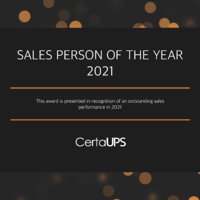 Certa UPS Sales person of the year 2021 Certa UPS Sales Person of The Year 2021