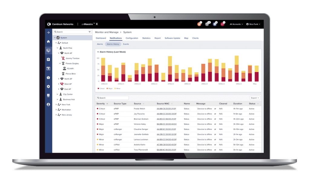 Cambium Networks cnMaestro stat screen