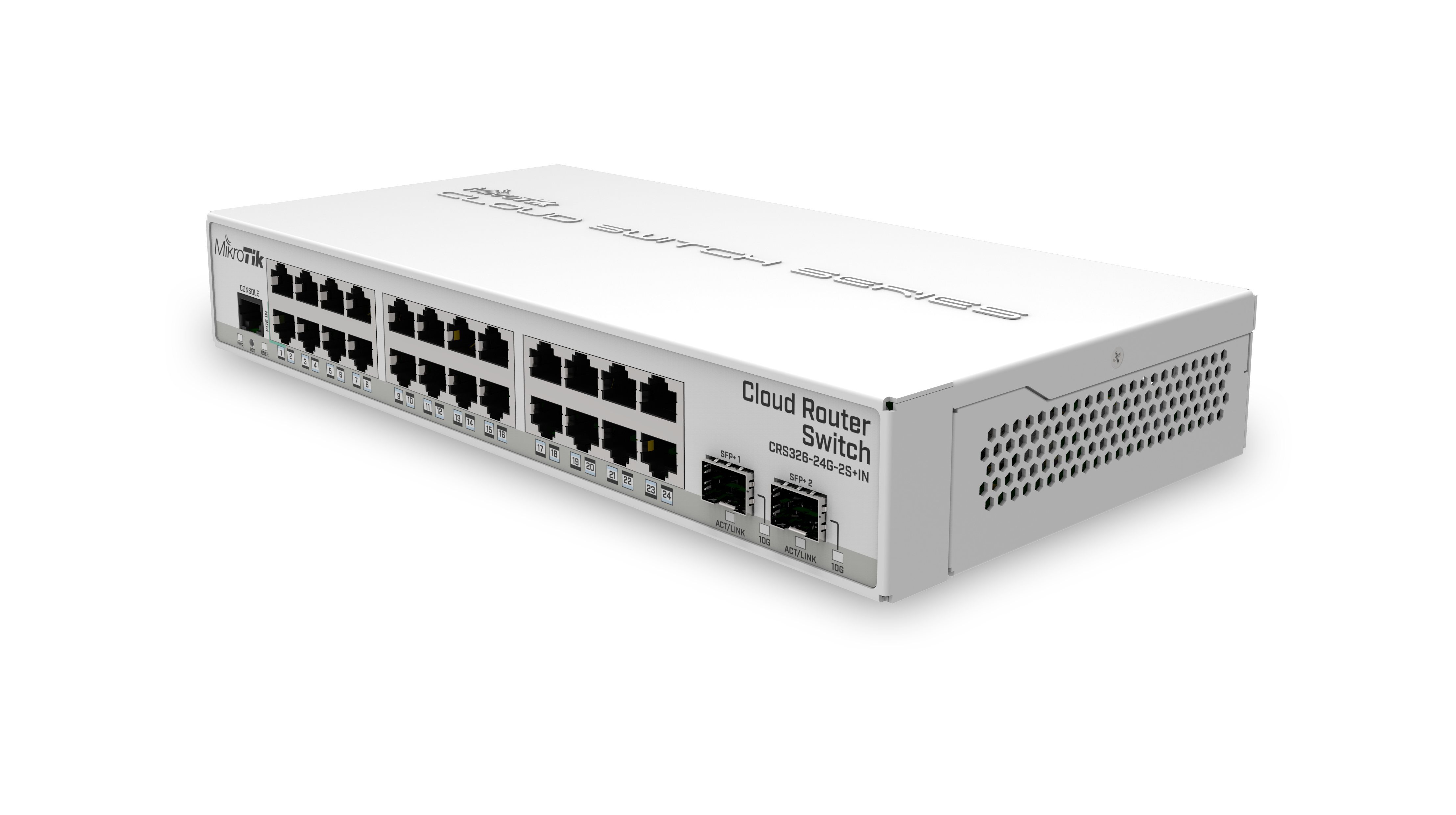 MikroTik Cloud Router Ethernet Switches CRS326-24G-2S+IN (front view)